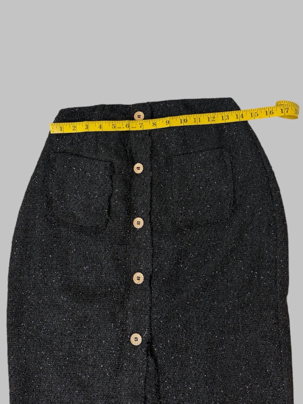 Tuckernuck Pomander Place Black Metallic Tweed Midi Skirt - Picture 7 of 9